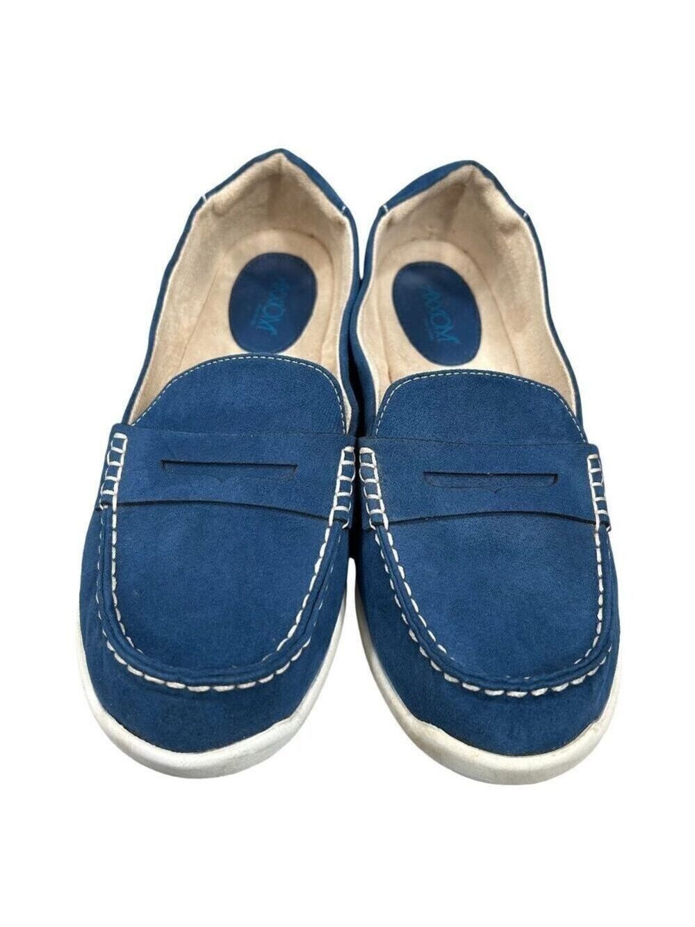 Axxiom Shoes for Life Bally Blue Moccasin Loafer Slip-On Flats Size 9.5